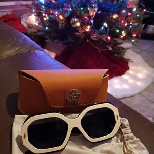 Tory Burch Black and White Geometric Sunglasses